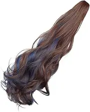 Beavorty 1pc Long Wavy Ponytail Clip Fashionable Real Hair Wig Skin-friendly Tail Wrap for Women Girls
