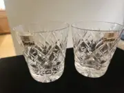 Set of 2 Webb Corbett Georgian Old Fashioned Whiskey Cut Crystal Glasses England