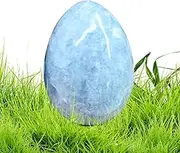 Crystal | Natural Blue Crystal Dragon Egg - Sphere Sculpture, Decorative Pocket Worry Stone, Handheld Palm Stone for Women Men and Kids