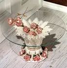 Small Table Living Room Ladies Coffee Ceramics Capodimonte Base White For Glass
