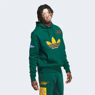 【adidas 愛迪達】上衣 男款 長袖上衣 帽T 運動 三葉草 C BADGE HOODY 綠 IL2354