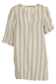 Wide Stripe Linen Kaftan--HAM-97256N