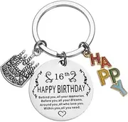 [YALLNASL] 16 Birthday Gift Keychain for Girls Boys 16th Birthday Gifts for Him Her Behind You All Your Memories Gift Keyrings for Daughter Son Nephew Happy 16 Year Old Birthday Gifts
