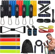 22Pcs Resistance Bands Set,Anti-Snap Exercise Tubes with Handles,150 lbs Resistance Loop Set Workout Bands for Workout, Yoga, Weightlifting, Physical Therapy, Rehab, Bench Press, Dead Lift
