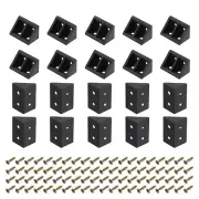 20Pcs 19x32x19mm Nylon Shelf Right Angle Brackets with Screws (Black)