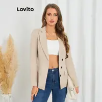 在飛比找蝦皮商城優惠-Lovito 女士休閒素色不對稱鈕扣假口袋西裝外套 LBL2