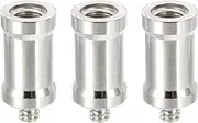 uxcell Camera Spigot Screws Converter 3/8" to 1/4" Female to Male, 3 Pack Tripod Screws Adapter Spigot Stud for Light Stand Hot Shoe Cold Shoe Adapter Ball Head Flash, Silver