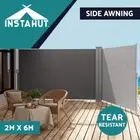 Instahut Side Awning Sun Shade Outdoor Retractable Privacy Screen 2X6M Grey