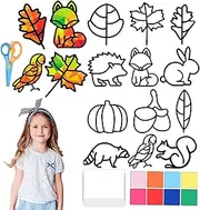 Autumn Children's Handcraft Craft Set DIY Thanksgiving Handcraft Set Wall Window Sticker,Window Art Suncatchers Craft Kits for Kids Classroom Activity Thanksgiving Art