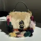 COACH Beat Brown Shoulder Bag In Suede Leather and Shearling + Free Strap NWT