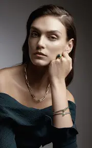 [Ileana Makri] 18K Yellow Gold Coiled Snake Emerald Bangle