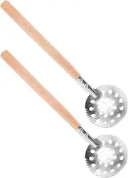 Mipcase 1 Pair Ice Fishing Spoon Winter Ice Fishing Gear Ladle for Scooping Ice Fishing Accessory Ice Fishing Skimmer Scoop Ice Fishing Scoop Metal Reusable Fishing Gear Wood Silver