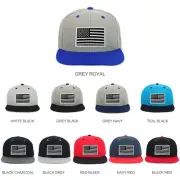 Youth Kid's Black White American Flag Patch Flat Bill 2-Tone Cap - FREE SHIPPING