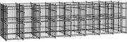 Dog Kennel Outdoor, Dog Enclosures for Outside, Heavy Duty Steel Dog Playpen Fence with Lockable Door, Dog Crate for Backyard, 768x192x200 cm