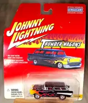 2002 Johnny Lightning Thunder Wagons 1957 CHEVY NOMAD Black w/Cragar Mag Spokes