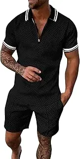 [Generic] Mens Zip Up Sets Short Sleeved Active Running Shorts Suits Training Exercise Workout Shorts Men Beach Tropical Body Sports Gym Athletic Shorts Sets