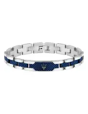 [Maserati] Stainless Steel Bracelet with Blue Carbon Fibre Highlights