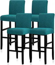 Reusable Pub Counter Stool Chair Covers Set of 2/4/6/8, Dark Teal