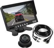 Elinz 7" HD Monitor Reversing CCD Eyeball Camera (Black) 800x480 Night Vision 2 AV Inputs 600TVL Waterproof IP68 Sunshade Design 12V 24V Truck Caravan