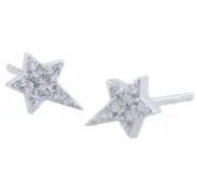Star stud earrings solid Sterling Silver Cubic Zirconia sparkly. Gift box.