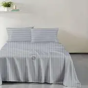 Size Bed Sheets - 600 Thread Count Egyptian Cotton - 15 Twin Light Grey Stripe