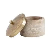 Willow & Silk Hand Carved Wooden Trinket Storage Box Home Decor 13x13cm