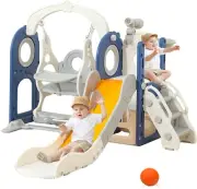 Kids Slide and Swing Set, 8in1 Toddler Slide Playset with Adjustable Swing an...