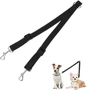 Adjustable Double Dog Lead, Free Rotation No Tangle Dog Leash for 2 Dogs Walking (Black)