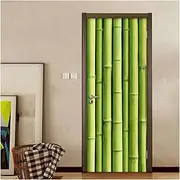 Door Stickers PVC Self-Adhesive Removable Door Sticker Green Bamboo Photo Wallpaper 3D Door Mural Wall Decals (Size : 95x215cm)
