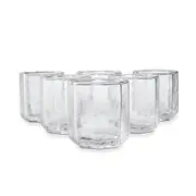 6 Clear Octagon Tumbler Glasses