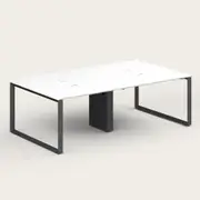 Recess Quad Desk | Office Desk | Office Workstation, White / Black / Boxed