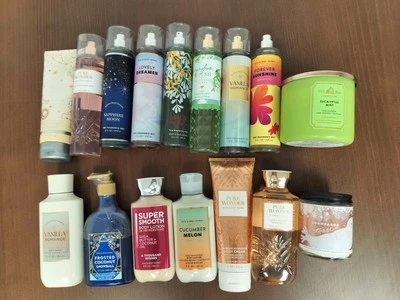 Lot Of 16 Bath And Body Works Spray, Lotion, Body Wash, Candle
