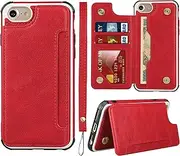 FROLAN for iPhone 6 Plus / 6s Plus Wallet Case, 5.5 Inch, with Credit Card Holder Slot Premium PU Leather Slim Fit Drop Protection Shockproof Cover (Red)