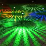 Solar Powered Outdoor Pathway Lights 4-Pack, Warm White + RGB Color Changing LED
