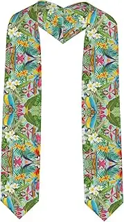 [SKKNT] Tropical Plants And Parrots Print Graduation Shawl Stole For Academic Commencements Honor Sash Congratulations Gift