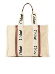 Chloé Large Woody Tote Bag in Mild Beige