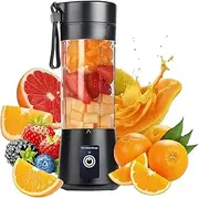 Portable Blender,Mini 6-blade Blender for Smoothie,Milkshake, Juice,Blender Hand juicer With USB Rechargeable For Travel, office, picnic, fitness (Black)