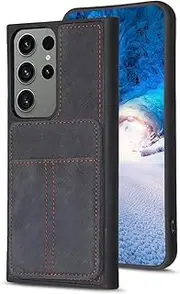 [Asuwish] Mobile Phone Case for Samsung Galaxy S23 Ultra 5G Case with Screen Protector Card Slot Foldable Leather Wallet Stand S23Ultra 23S S 23 23Ultra Mobile Phone Cases Protective Cover Phone Case