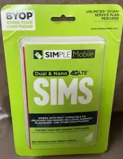 SIMPLE MOBILE DUAL & NANO 4GLTE SIMS