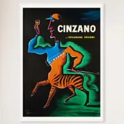 Galrie Cinzano Toujours Favori 1950 Vintage Alcohol Art Poster for Home Decor, White Frame, 50 x 70cm (20 x 28inch)