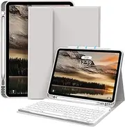 zoyu Keyboard Case for iPad Air 11 Inch (M3/M2) 2025/2024,iPad Air 5th/4th Generation 10.9 Inch 2022/2020 Case with Keyboard,Detachable Bluetooth Keyboard Tablet Case with Pencil Holder, Gray
