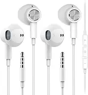 [2 Pack] Wired Earbuds, Wired Earphones with Microphone and Volume Control, in-Ear Headphones HiFi Stereo,Bass and Crystal Clear Audio, Compatible with iPhone, iPad, Android, PC Most with 3.5mm Jack
