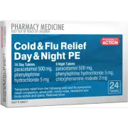 Pharmacy Action Cold & Flu Relief Day & Night PE 24 Tabs (Generic for Codral PE