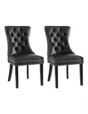 [Artiss] Leather Dining Chairs Set Of 2 in Black