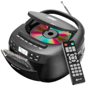 CD + Cassette Tape Player, Bluetooth CD Boombox, AM/FM Radio, Stereo Black
