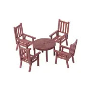 Brown Plastic Table and Chair Model Kit for HO Scale Model Train Scene Layout