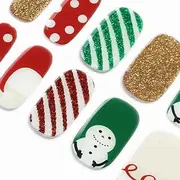 DANNI & TONI UV Gel Nail Foils (Glittering Holiday) Red and Green Christmas Day Snowman Christmas Stickers Nail Stickers Nail Design Nail Foil Self-Adhesive Wraps 28 Stickers