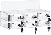 Transparent Cell Phone Locker, 6/12/20/30/50Slot Acrylic Cell Phone Locker, Wall Mounted Cell Phone Safe with Keys for Office School Factory,6Slots