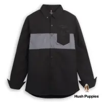 在飛比找momo購物網優惠-【Hush Puppies】男裝 襯衫 剪接拼色英文字立體印