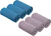 uxcell Cooling Towel 40"x12", 6 Pcs Ice Towel for Neck and Face, Soft Breathable Chilly Sweat Absorbing for Yoga Sports Camping Fitness, Rose Red/Light Blue